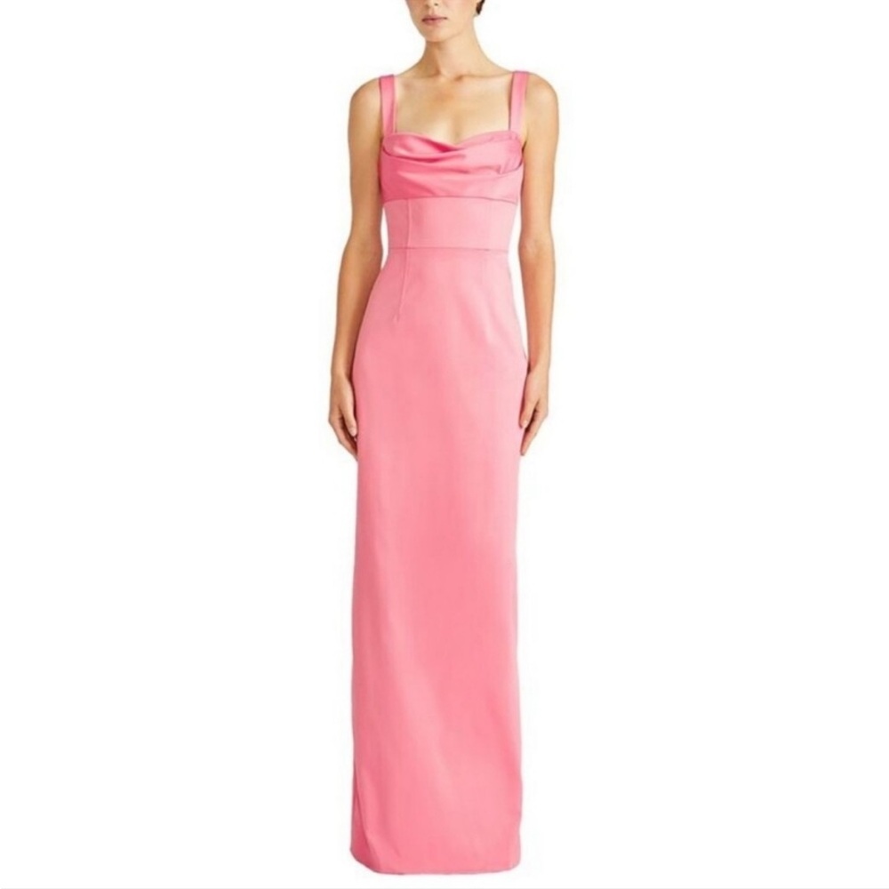 Monique Lhuillier Pink Marina Faille Maxi Dress Size 2